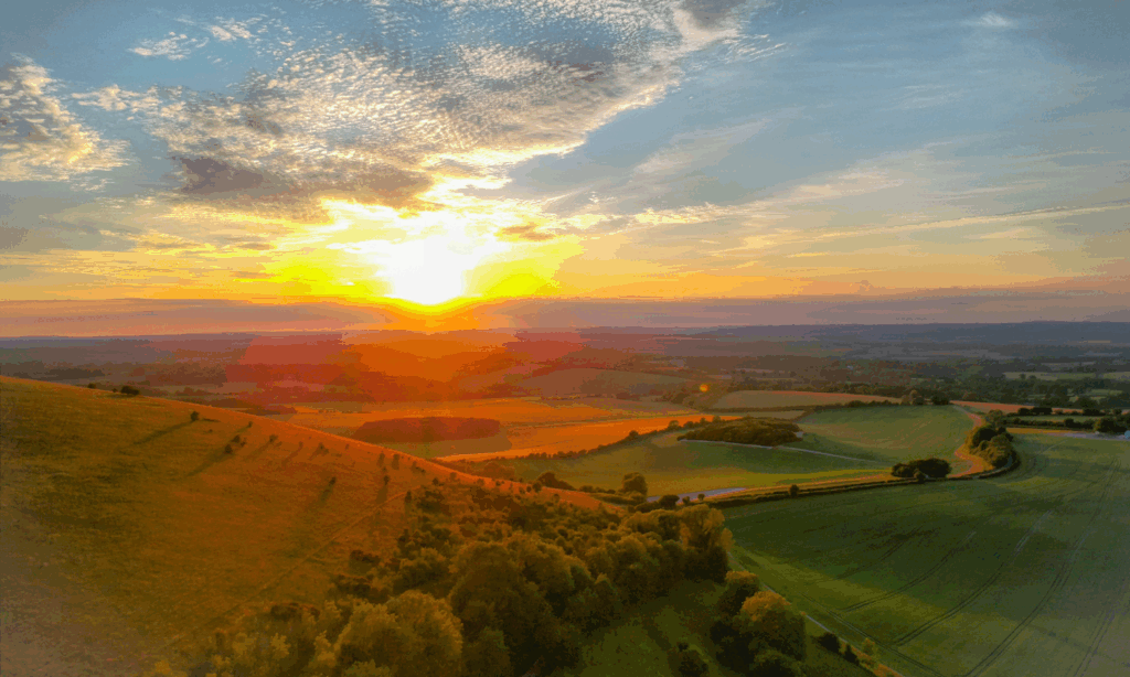 Compulsory purchase orders- image of sunset over field